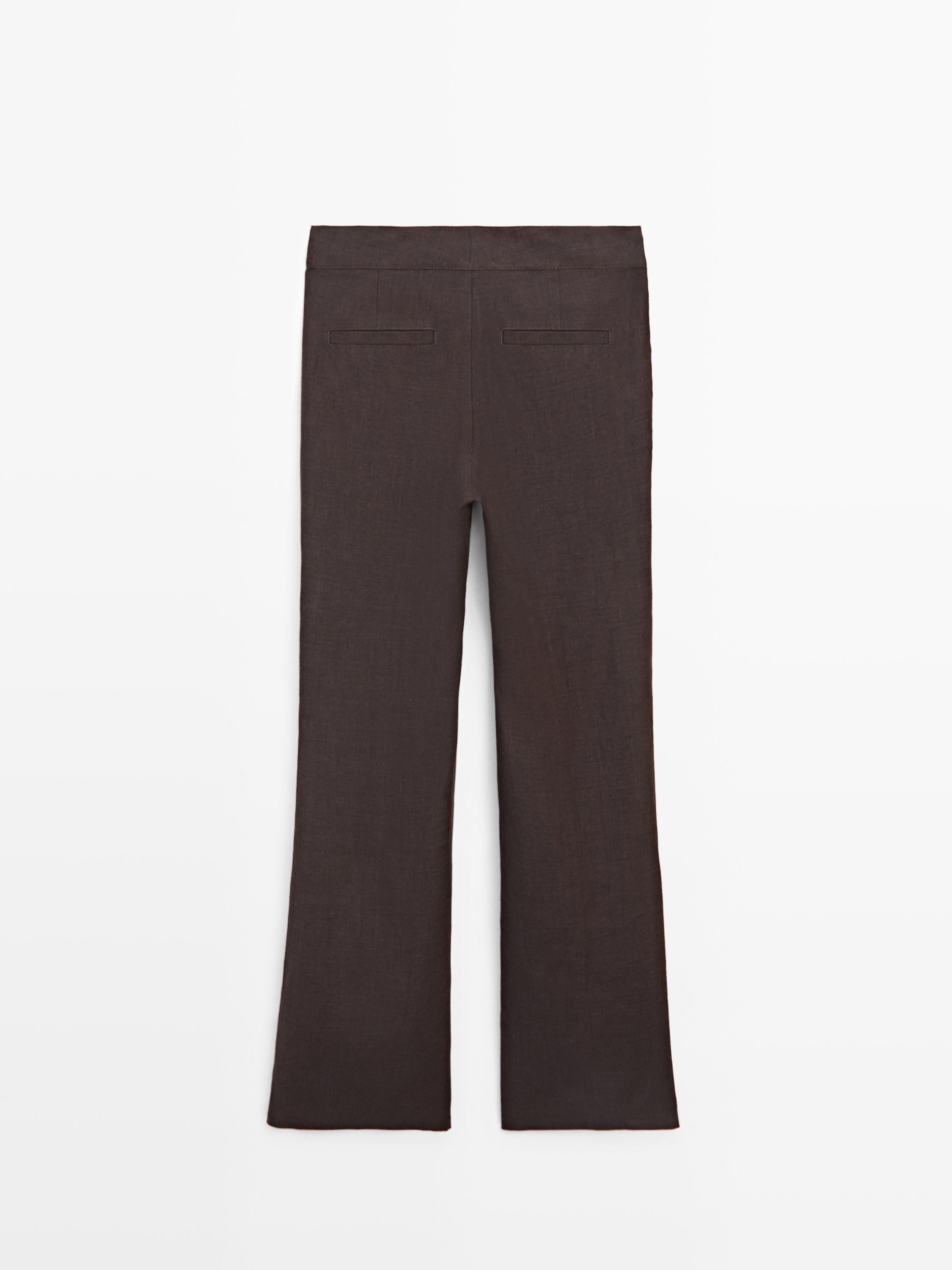 100% linen kick flare trousers